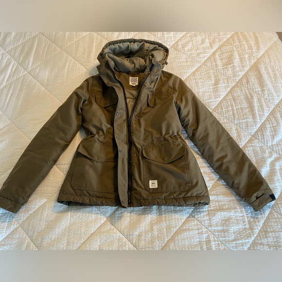 Vans Women’s Brown Winter Ski Jacket Coat Cinched  Waist Hooded Size: M - Picture 3 of 12